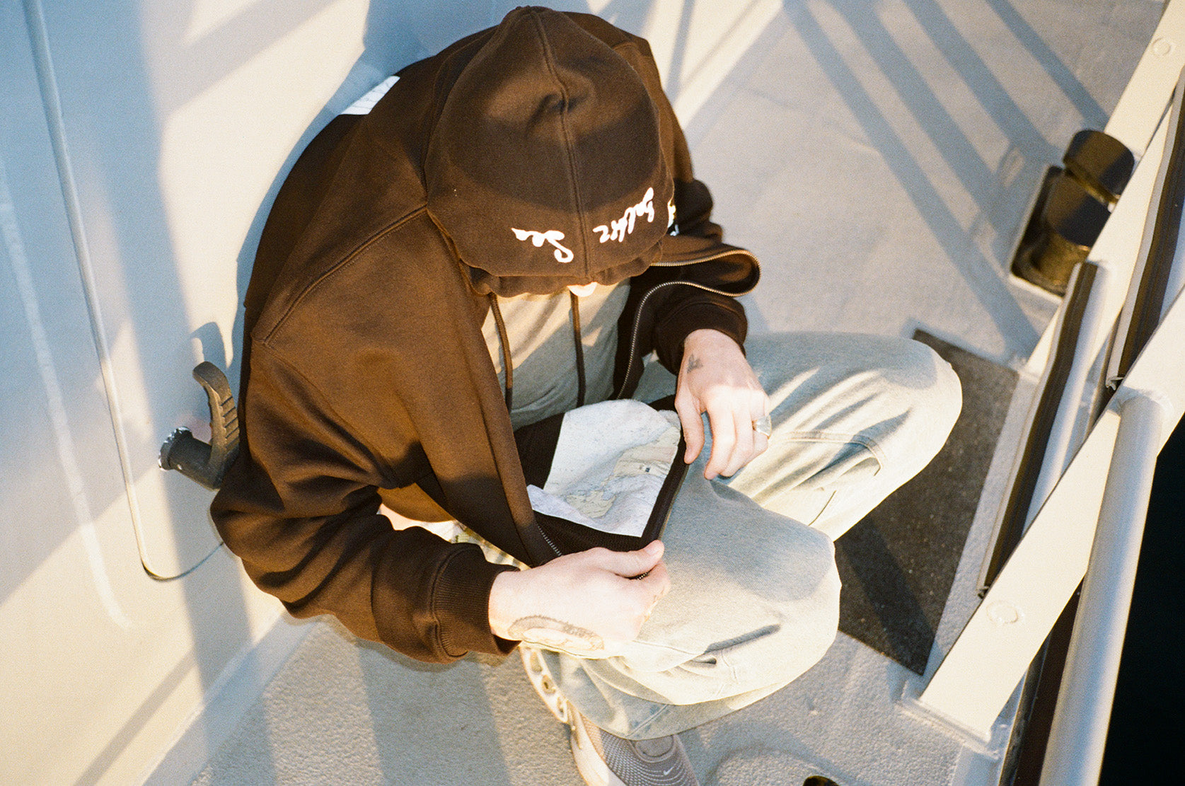 Map detail in FC St. Pauli Sea Shepherd hoodie on Triton by Lars Gödeke